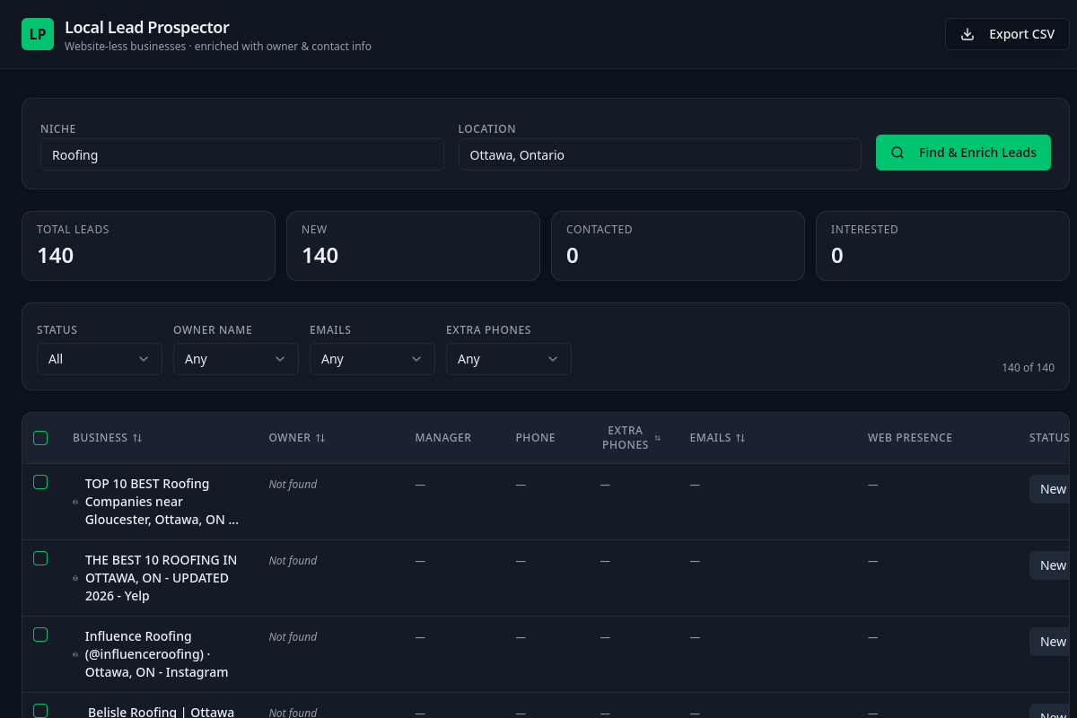 Ottawa Lead Finder screenshot